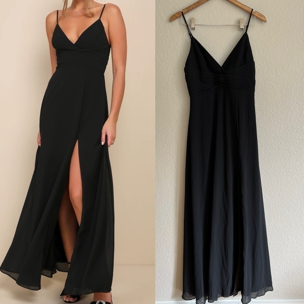 NWOT Upscale Perfection Black Chiffon Pleated Sleeveless Maxi Dress